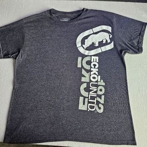 Y2K Ecko Unlimited 1972 Distressed Big Rhino Logo VTG Men’s Blue T Shirt Size XL